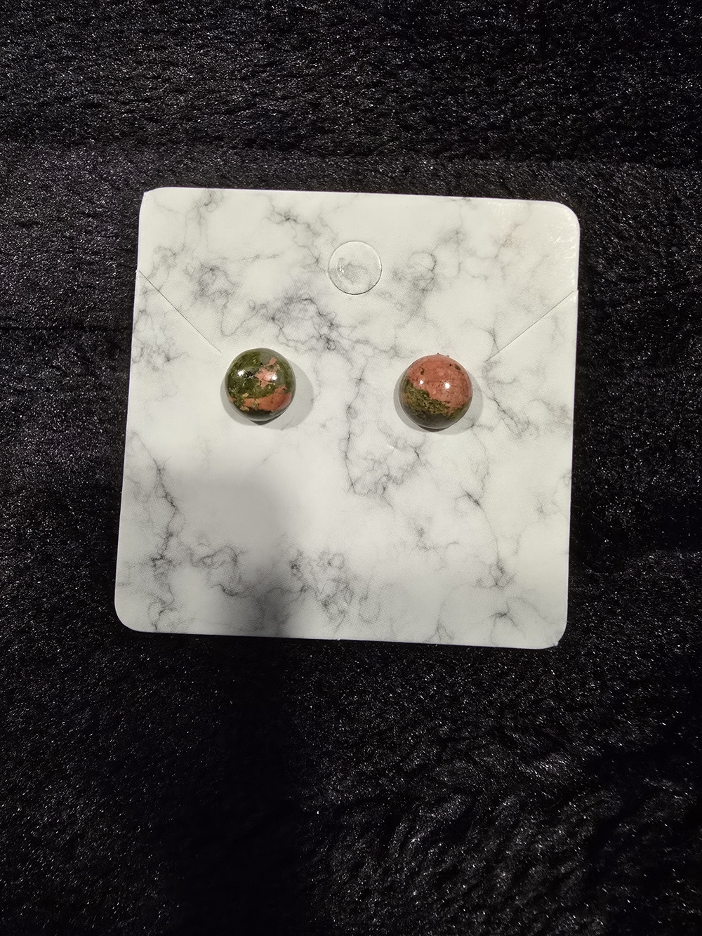 Unbranded Green and Pink Natural Stone Stud Earrings